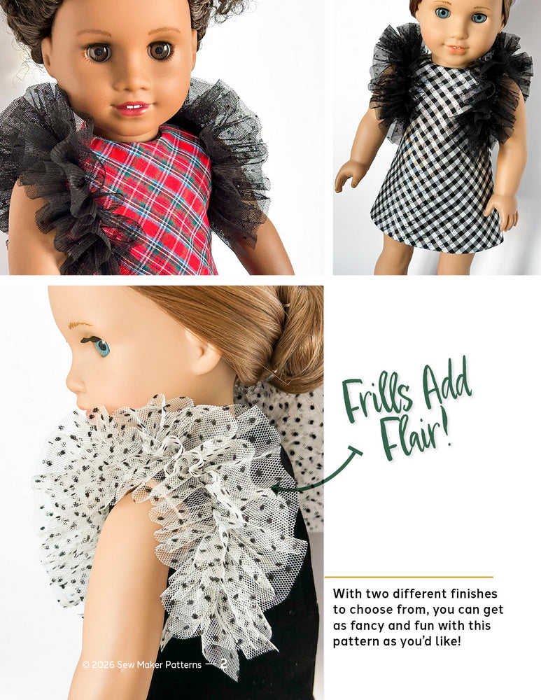 Sew Maker Patterns 18 Inch Modern The Beatrice Dress 18" Doll Clothes Pattern Pixie Faire