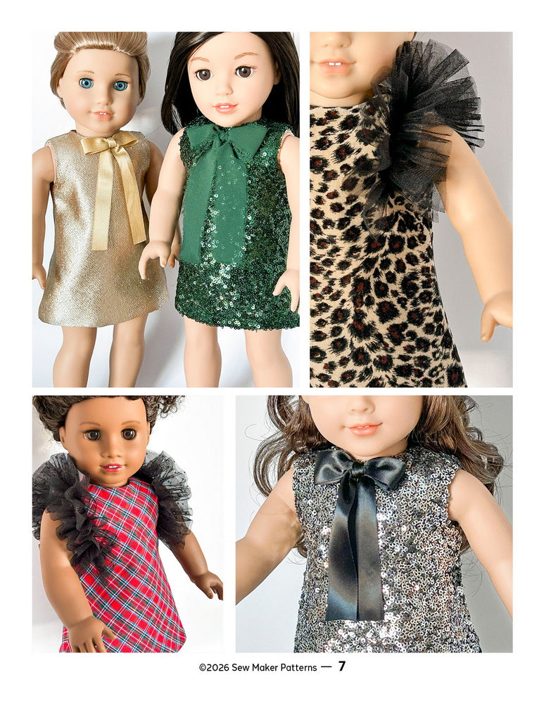 Sew Maker Patterns 18 Inch Modern The Beatrice Dress 18" Doll Clothes Pattern Pixie Faire