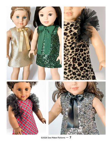 Sew Maker Patterns 18 Inch Modern The Beatrice Dress 18" Doll Clothes Pattern Pixie Faire