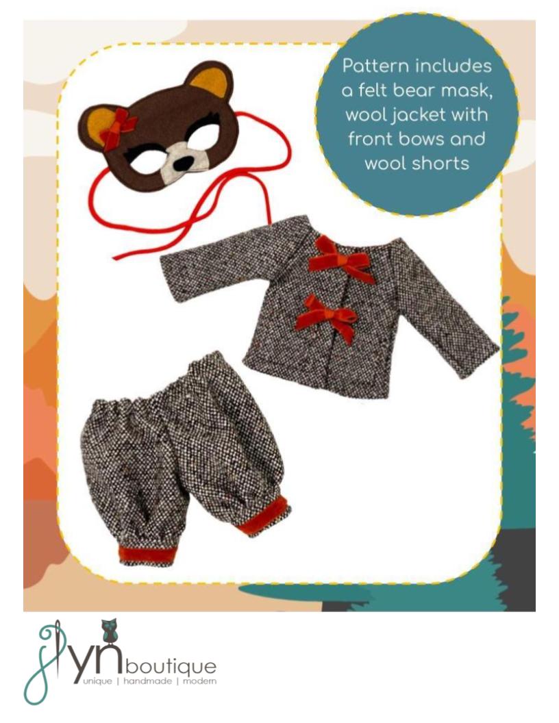 My Sunshine Dolls 18 Inch Modern Bella Bear Dress-Up 18" Doll Clothes Pattern Pixie Faire
