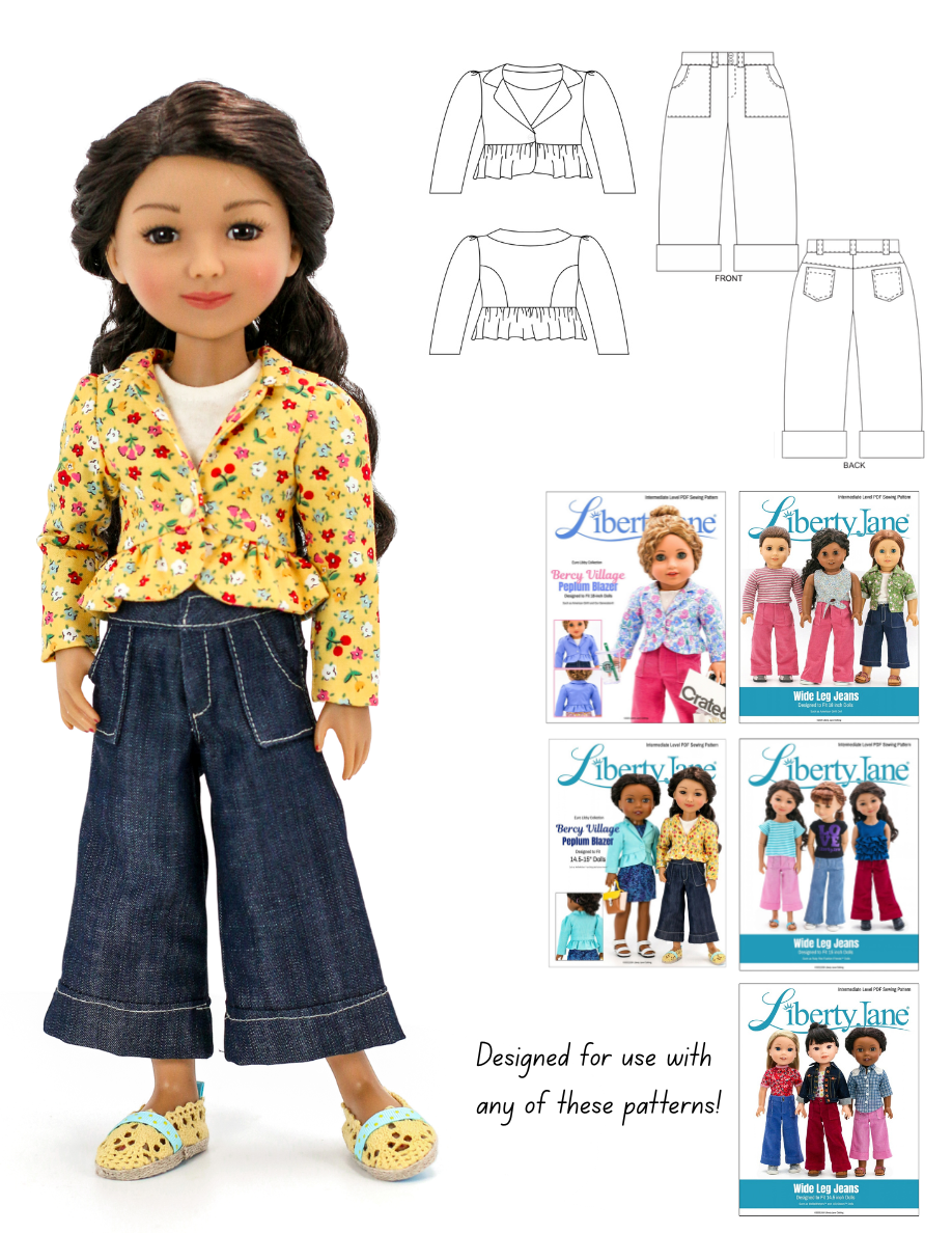 Pixie Pack - Yellow Bitty Blossoms -  Bercy Village Peplum Blazer & Wide Leg Pants Kit
