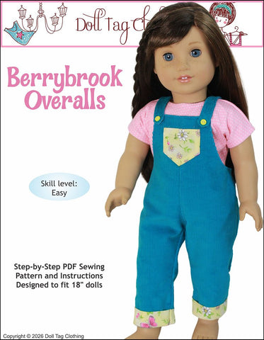 Doll Tag Clothing 18 Inch Modern Berrybrook Overalls 18" Doll Clothes Pattern Pixie Faire