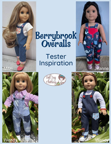 Doll Tag Clothing 18 Inch Modern Berrybrook Overalls 18" Doll Clothes Pattern Pixie Faire