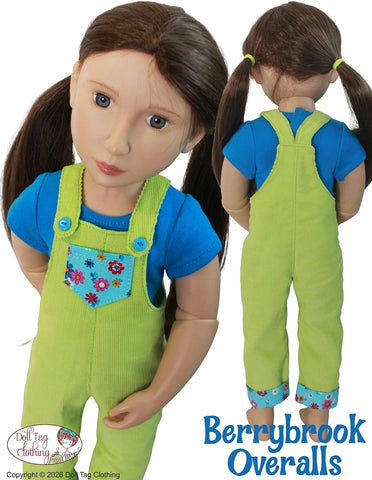 Doll Tag Clothing A Girl For All Time Berrybrook Overalls 16" Doll Clothes Pattern for A Girl For All Time and Gotz Sasha Dolls Pixie Faire