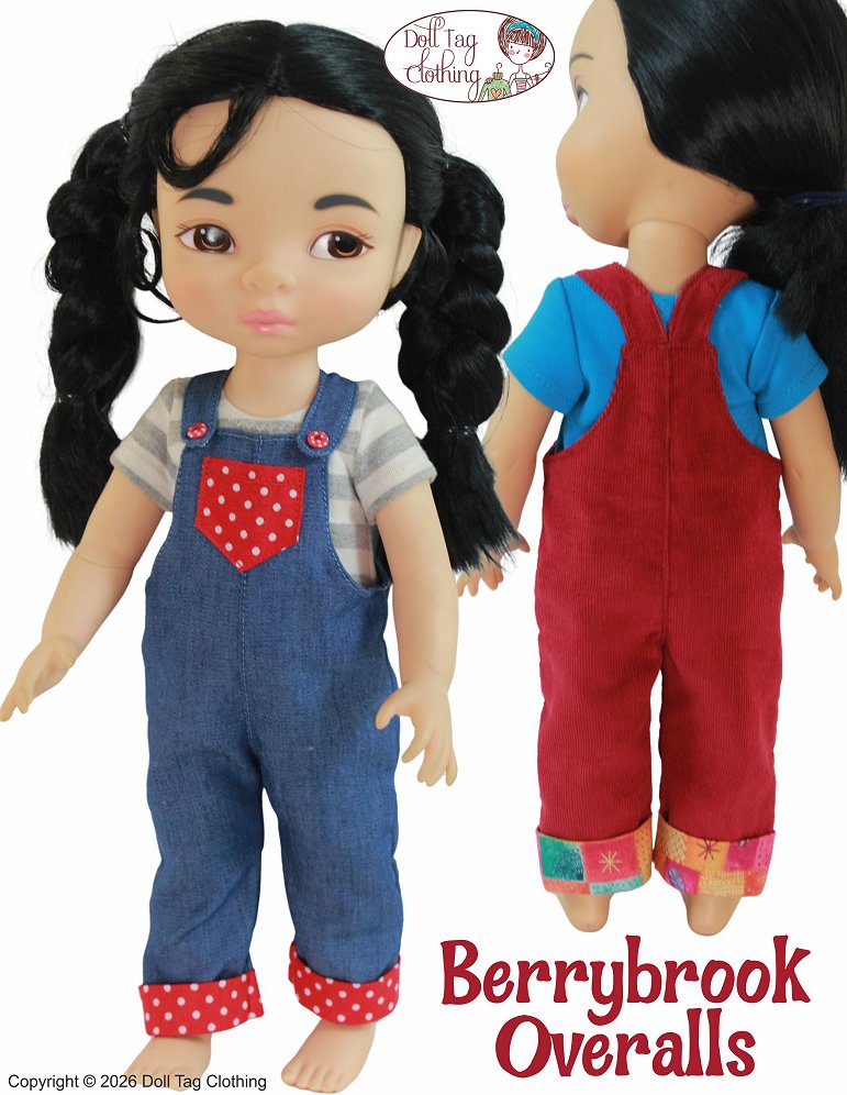 Doll Tag Clothing Disney Animator Berrybrook Overalls 16" Animation Style Doll Clothes Pattern Pixie Faire