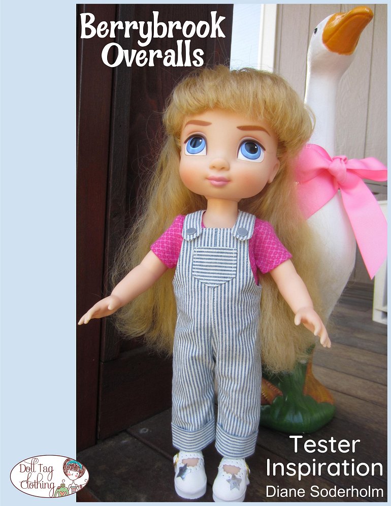 Doll Tag Clothing Disney Animator Berrybrook Overalls 16" Animation Style Doll Clothes Pattern Pixie Faire