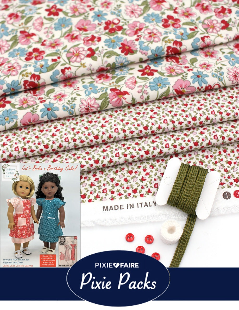 Pixie Faire Pixie Packs Pixie Pack Liberty Fabrics Floral Joy and Little Buds - Red Pixie Faire