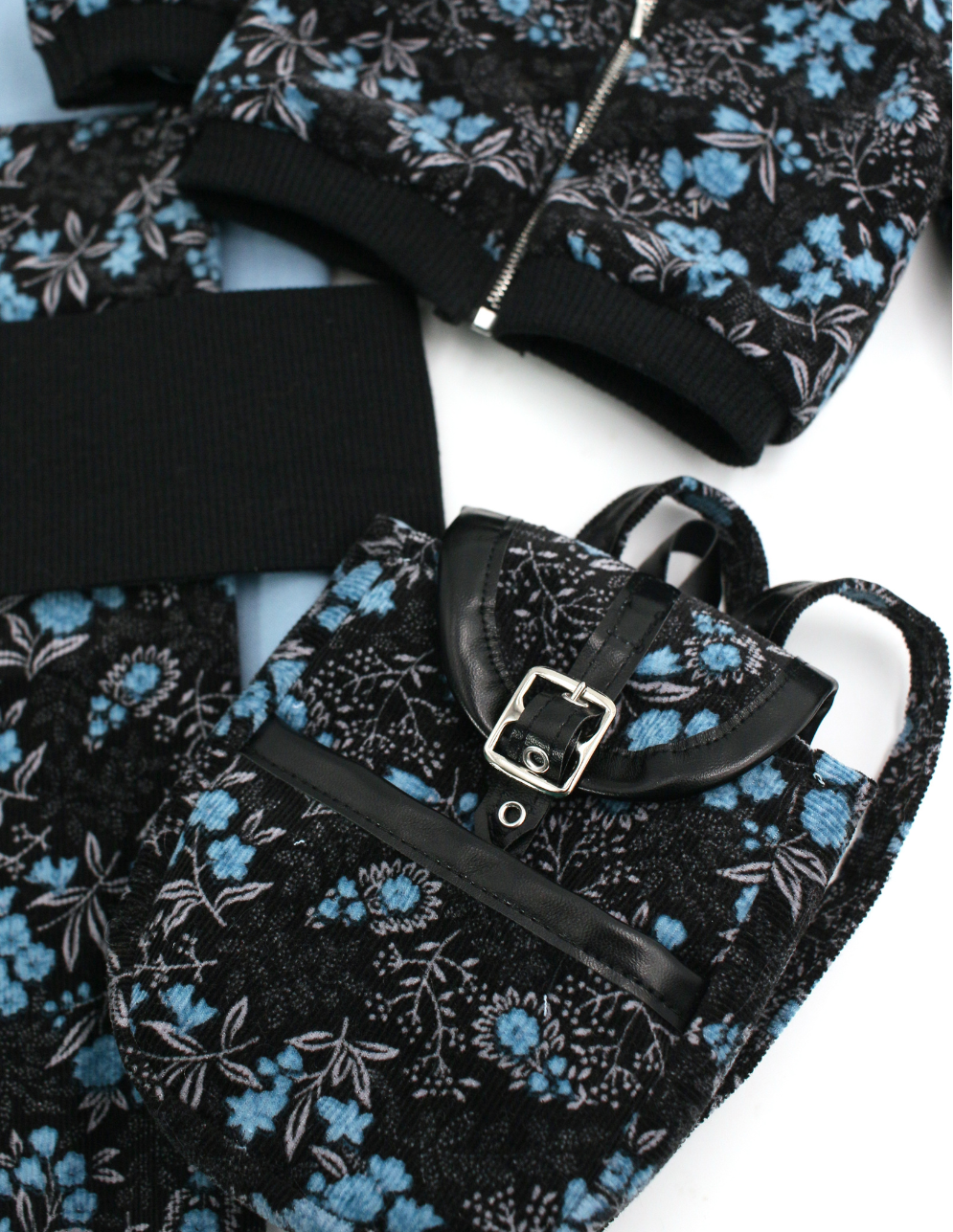 Pixie Faire Pixie Packs Pixie Pack - Blue Floral Aviator Jacket & Backpack Pixie Faire