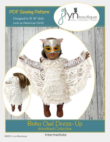 My Sunshine Dolls 18 Inch Modern Boho Owl Dress-Up 18" Doll Clothes Pattern Pixie Faire