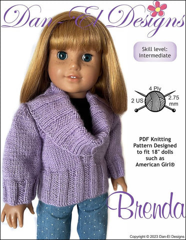 Dan-El Designs Knitting Brenda 18" Doll Clothes Knitting Pattern Pixie Faire