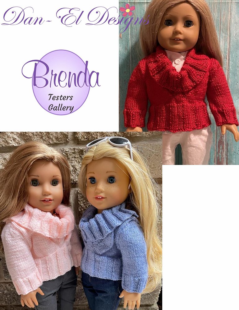 Dan-El Designs Knitting Brenda 18" Doll Clothes Knitting Pattern Pixie Faire