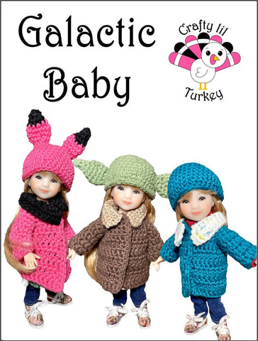 Crafty Lil Turkey Crochet Galactic Baby 8" Doll Clothes Crochet Pattern for 8 inch BJD Dolls such as Ten Ping and Mini Sara Pixie Faire
