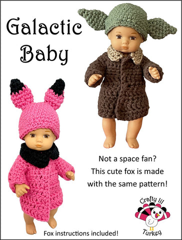 Crafty Lil Turkey Crochet Galactic Baby 8" Baby Doll Clothes Crochet Pattern Pixie Faire