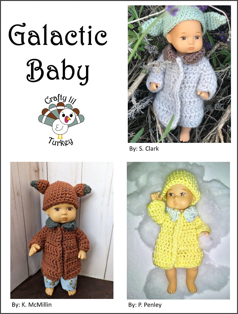 Crafty Lil Turkey Crochet Galactic Baby 8" Baby Doll Clothes Crochet Pattern Pixie Faire