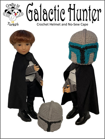 Crafty Lil Turkey Crochet Galactic Hunter: Helmet and No Sew Cape Crochet Pattern For 12" Siblies Dolls Pixie Faire