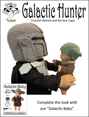 Crafty Lil Turkey Crochet Galactic Hunter: Helmet and No Sew Cape Crochet Pattern For 12" Siblies Dolls Pixie Faire