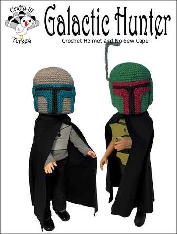 Crafty Lil Turkey Crochet Galactic Hunter: Helmet and No Sew Cape 14.5-15" Doll Clothes Crochet Pattern Pixie Faire