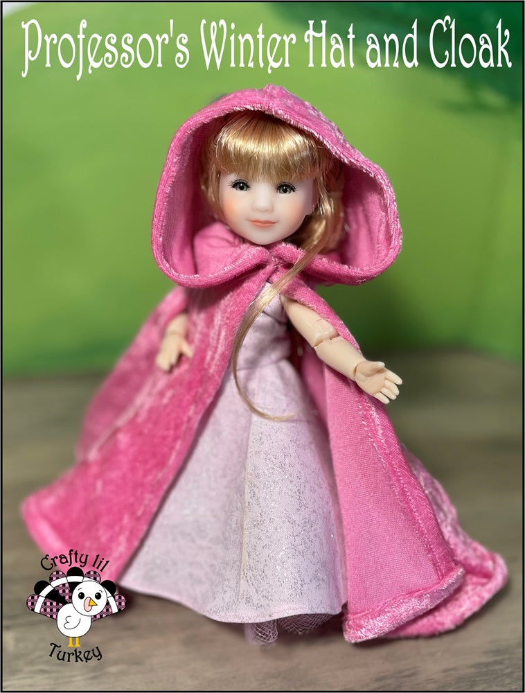 Crafty Lil Turkey 8" BJD Professor's Winter Hat and Cloak Pattern For 8" BJD Dolls such as Ten Ping and Mini Sara Pixie Faire