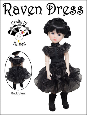 Crafty Lil Turkey Ruby Red Fashion Friends Raven Dress 14.5-15" Doll Clothes Pattern Pixie Faire