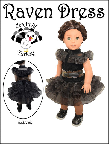 Crafty Lil Turkey 18 Inch Modern Raven Dress 18" Doll Clothes Pattern Pixie Faire