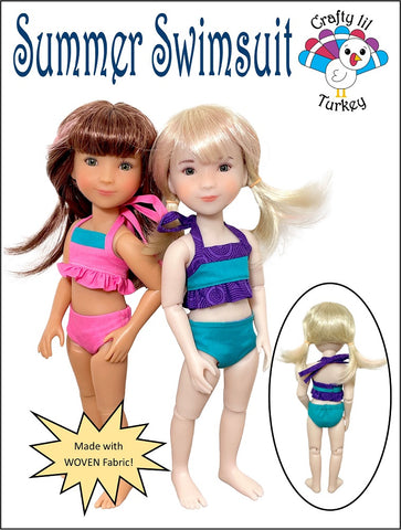 Crafty Lil Turkey Ruby Red Fashion Friends Summer Swimsuit Doll Clothes Pattern For 12" Siblies™ Pixie Faire