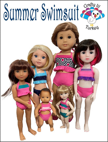Crafty Lil Turkey Ruby Red Fashion Friends Summer Swimsuit Doll Clothes Pattern For 12" Siblies™ Pixie Faire