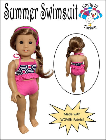 Crafty Lil Turkey 18 Inch Modern Summer Swimsuit 18" Doll Clothes Pattern Pixie Faire