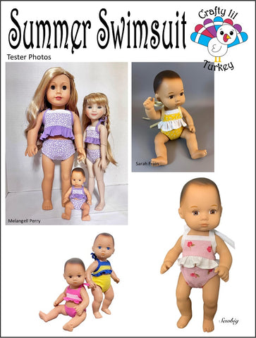 Crafty Lil Turkey Siblies Summer Swimsuit Doll Clothes Pattern For 8" Little Bitty Baby™ Dolls Pixie Faire