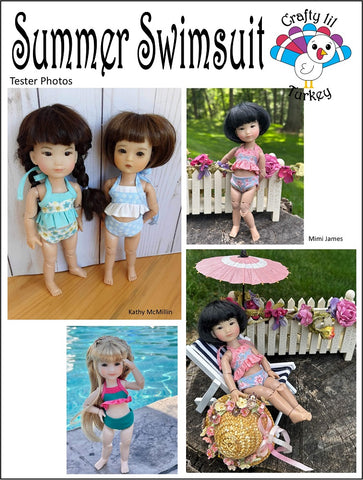 Crafty Lil Turkey 8" BJD Summer Swimsuit Pattern For 8" BJD Dolls such as Mini Sara™ Pixie Faire