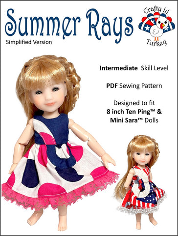 Crafty Lil Turkey 8" BJD Summer Rays Dress Pattern For 8" BJD Dolls such as Ten Ping and Mini Sara Pixie Faire