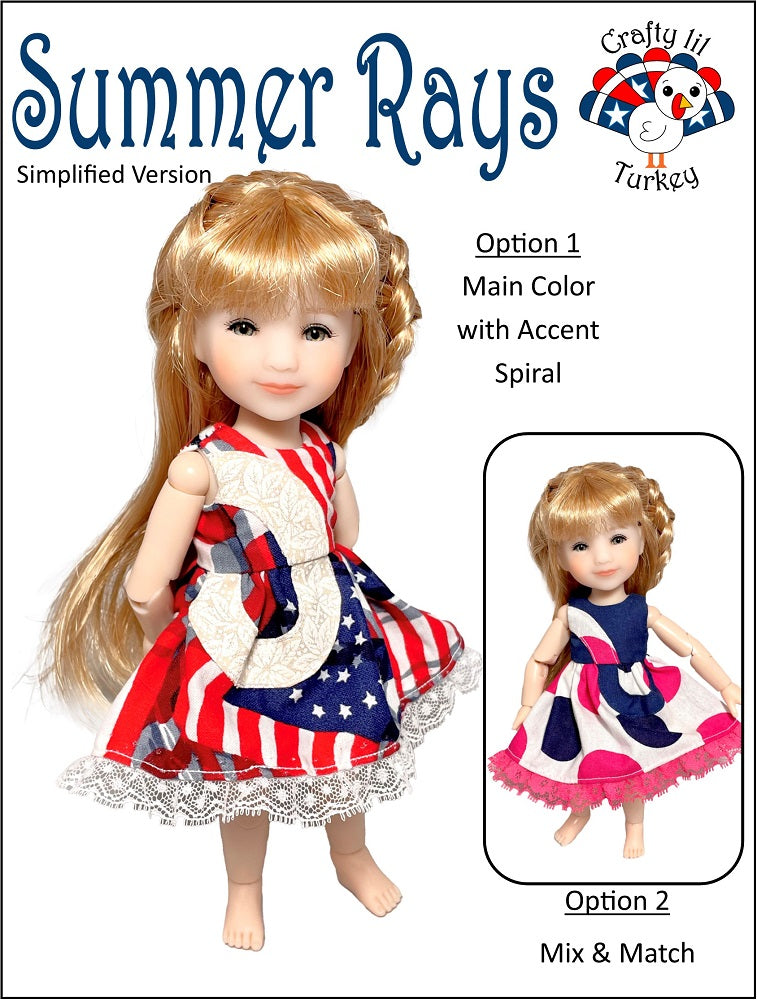 Crafty Lil Turkey 8" BJD Summer Rays Dress Pattern For 8" BJD Dolls such as Ten Ping and Mini Sara Pixie Faire