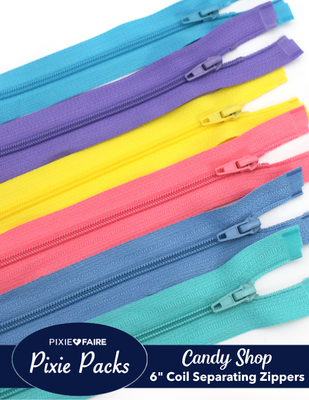 Pixie Faire Pixie Packs Pixie Packs 6" Separating Zippers Candy Shop - Coil Pixie Faire