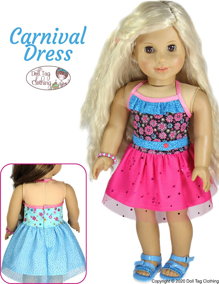 Doll Tag Clothing Carnival Dress Doll Clothes Pattern 18 inch American Girl  Dolls