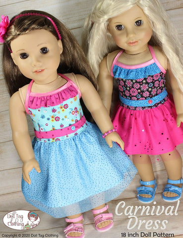 Doll Tag Clothing 18 Inch Modern Carnival Dress 18" Doll Clothes Pattern Pixie Faire