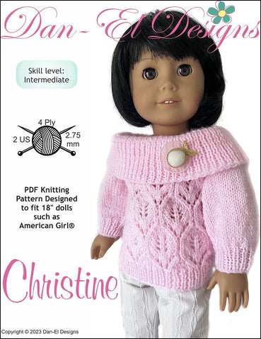 Dan-El Designs Knitting Christine 18" Doll Knitting Pattern Pixie Faire