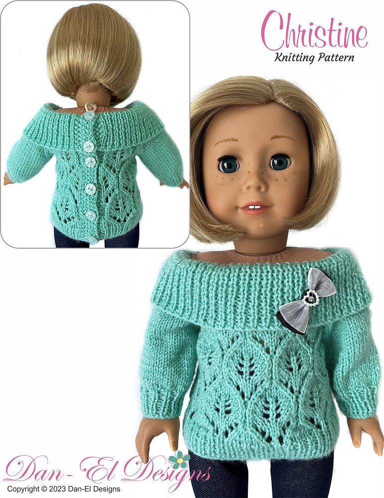 Dan-El Designs Knitting Christine 18" Doll Knitting Pattern Pixie Faire