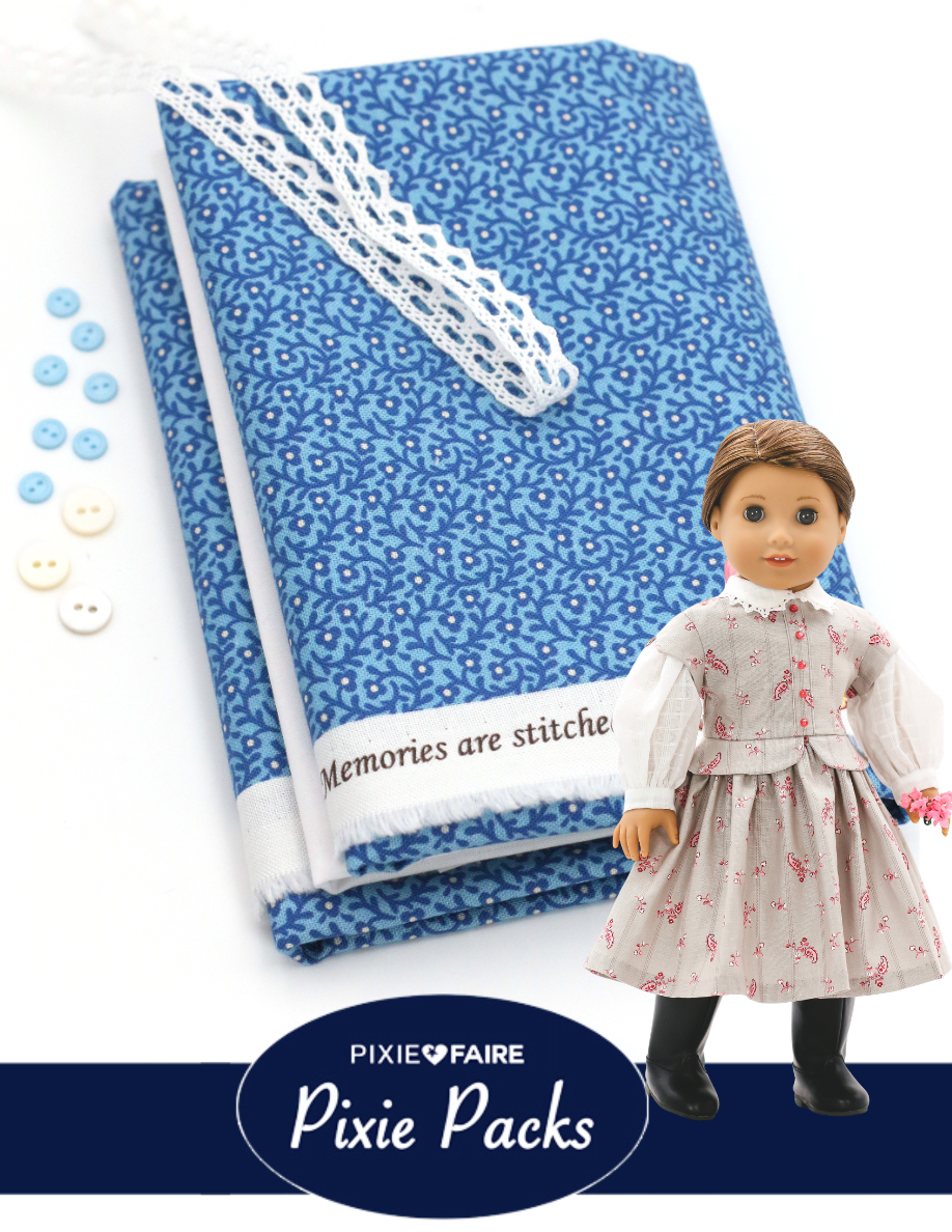 Pixie Faire Pixie Packs Pixie Pack Civil War Dress Kit - Sallys Stitches Prussian Blue Pixie Faire