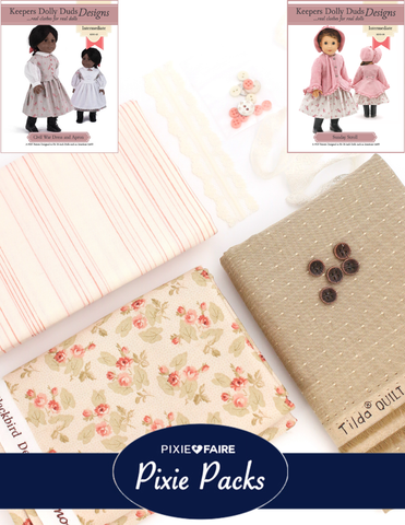 Pixie Faire Pixie Packs Limited Edition Pixie Pack Civil War Ensemble Tan and Coral Historical Collection Pixie Faire
