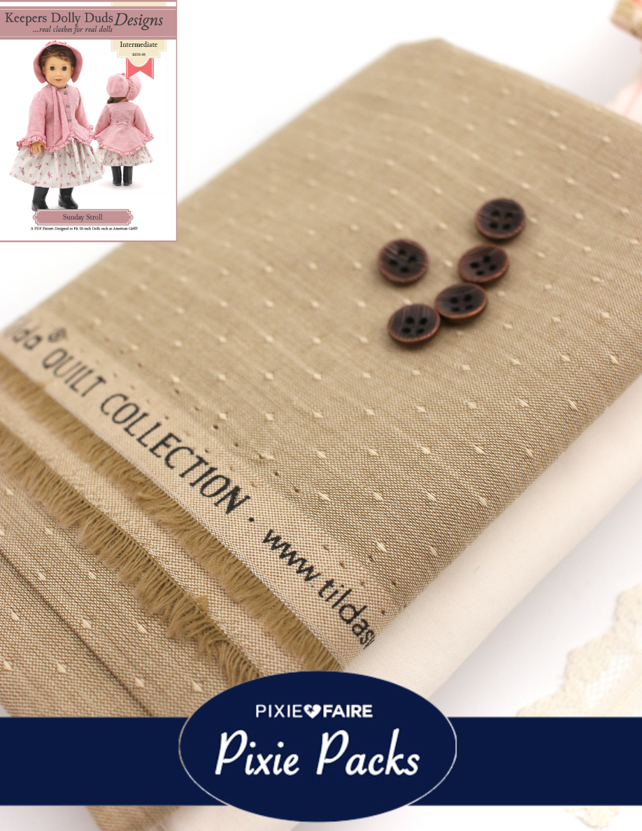 Pixie Faire Pixie Packs Limited Edition Pixie Pack Civil War Ensemble Tan and Coral Historical Collection Pixie Faire