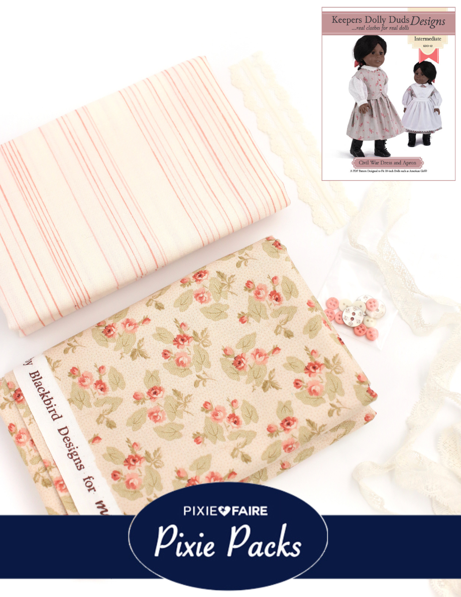 Pixie Faire Pixie Packs Limited Edition Pixie Pack Civil War Ensemble Tan and Coral Historical Collection Pixie Faire