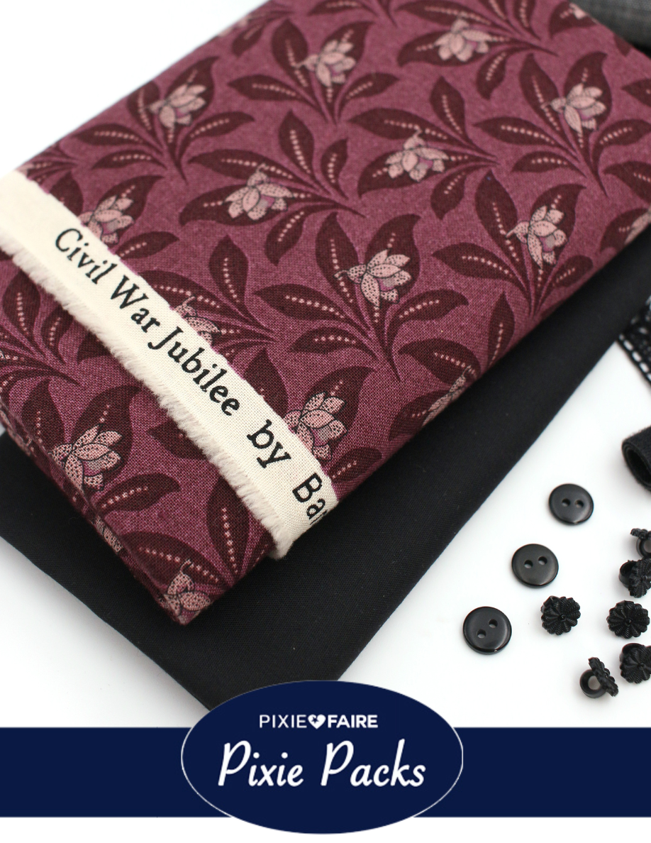 Pixie Faire Pixie Packs Limited Edition Pixie Pack Civil War Ensemble Burgundy and Black Historical Collection Pixie Faire