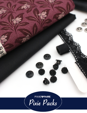 Pixie Faire Pixie Packs Limited Edition Pixie Pack Civil War Ensemble Burgundy and Black Historical Collection Pixie Faire