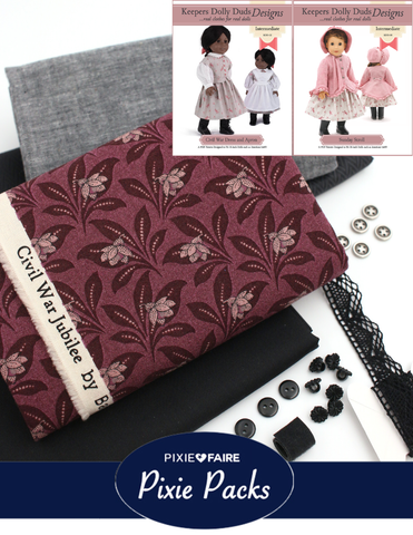 Pixie Faire Pixie Packs Limited Edition Pixie Pack Civil War Ensemble Burgundy and Black Historical Collection Pixie Faire