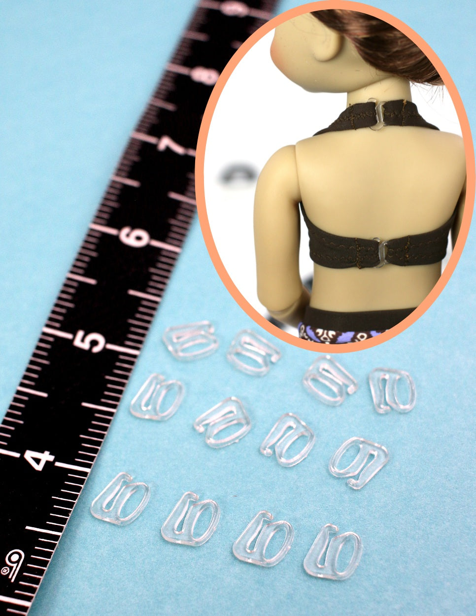 Pixie Faire Pixie Packs Pixie Packs 6mm Swimsuit Hook Clear Plastic  ¼” Strap Width - Set of 12 Pixie Faire