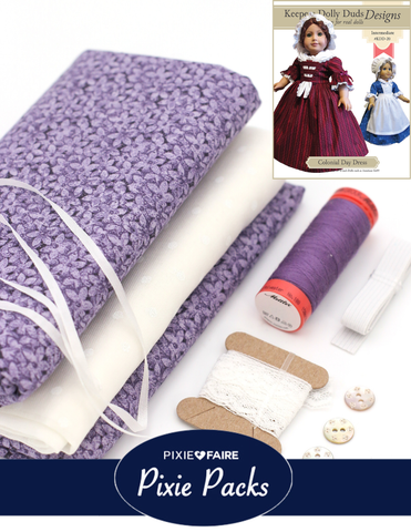 Pixie Faire Pixie Packs Limited Edition Pixie Pack Colonial Day Dress Purple Historical Collection Pixie Faire