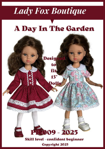 Lady Fox Boutique Paola Reina A Day in the Garden Dress Doll Clothes Pattern For 13 Inch Paola Reina Dolls Pixie Faire