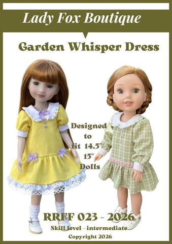 Garden Whisper Dress 14.5-15 Inch Doll Clothes Pattern