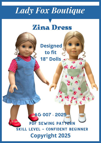 Lady Fox Boutique Ruby Red Fashion Friends Zina Dress 18" Doll Clothes Pattern Pixie Faire