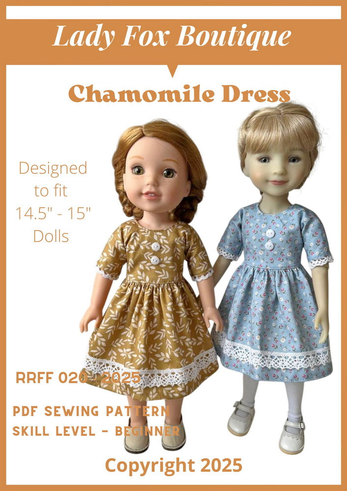 Lady Fox Boutique Ruby Red Fashion Friends Chamomile Dress 14.5-15 inch Doll Clothes Pattern Pixie Faire
