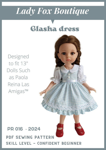 Lady Fox Boutique Paola Reina Glasha Dress Doll Clothes Pattern for 13" Paola Reina Dolls Pixie Faire